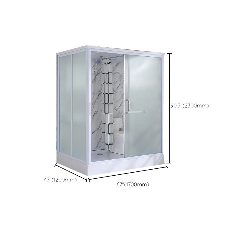 Contemporary Shower Stall Frosted Tempered Glass Rectangle Shower Stall with Ceiling Clearhalo