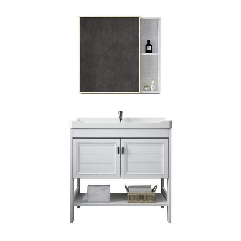 Bathroom Sink Vanity Drawers Doors Mirror Shelf Storage Vanity with Faucet Clearhalo 'Bathroom Remodel & Bathroom Fixtures' 'Bathroom Vanities' 'bathroom_vanities' 'Home Improvement' 'home_improvement' 'home_improvement_bathroom_vanities' 1200x1200_622a6f08-df2e-4e4b-baa8-961705f7dd27