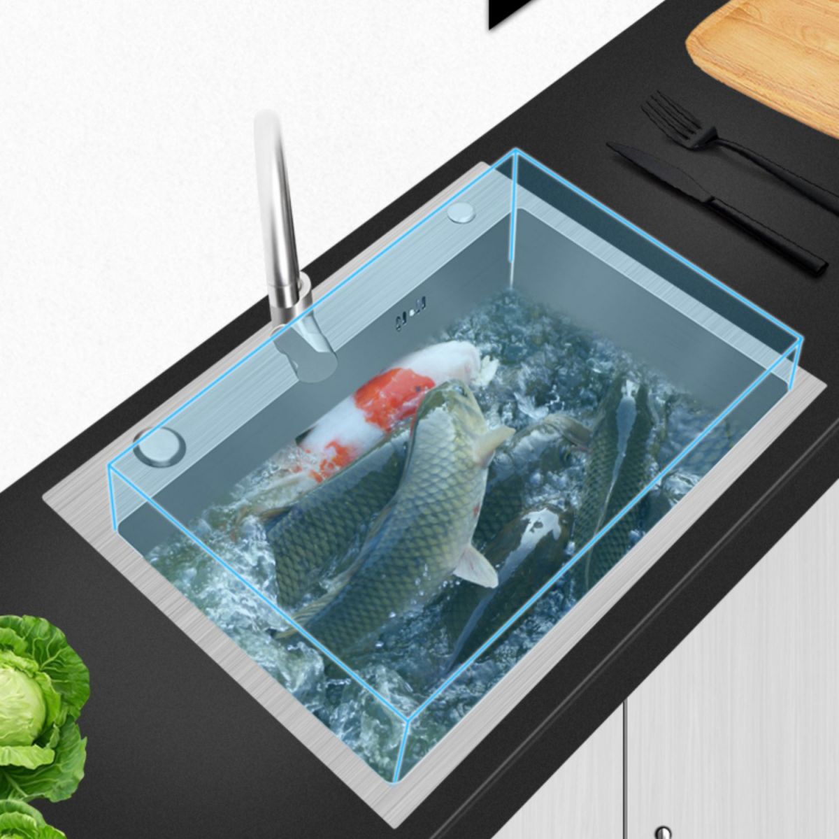 Modern Style Kitchen Sink Overflow Hole Design Drop-In Noise-cancelling Kitchen Sink Clearhalo 'Home Improvement' 'home_improvement' 'home_improvement_kitchen_sinks' 'Kitchen Remodel & Kitchen Fixtures' 'Kitchen Sinks & Faucet Components' 'Kitchen Sinks' 'kitchen_sinks' 1200x1200_622dbcaf-0d1d-45de-8470-3355720827be