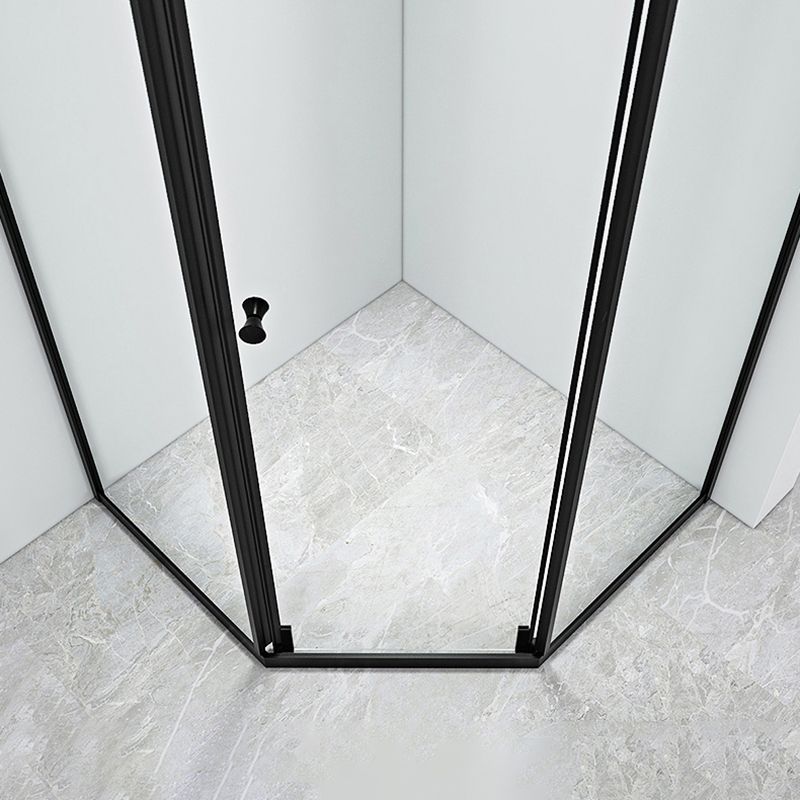 Black Framed Shower Enclosure Corner Single Sliding Shower Stall With Door Handles Clearhalo 'Bathroom Remodel & Bathroom Fixtures' 'Home Improvement' 'home_improvement' 'home_improvement_shower_stalls_enclosures' 'Shower Stalls & Enclosures' 'shower_stalls_enclosures' 'Showers & Bathtubs' 1200x1200_6238a81b-cd6f-4cf6-8dad-d89495aea9e2