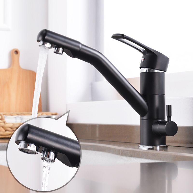 Contemporary Single Handle Kitchen Faucet Rotatable 1-Hold Bar Faucet Clearhalo 'Home Improvement' 'home_improvement' 'home_improvement_kitchen_faucets' 'Kitchen Faucets' 'Kitchen Remodel & Kitchen Fixtures' 'Kitchen Sinks & Faucet Components' 'kitchen_faucets' 1200x1200_623e97ba-cad1-45de-ae11-eee05d48345b