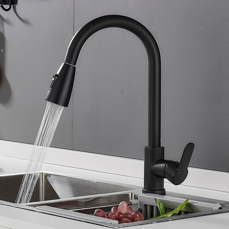 Modern Pull Down Single Handle Kitchen Faucet 1-Hold Profile Faucet Clearhalo 'Home Improvement' 'home_improvement' 'home_improvement_kitchen_faucets' 'Kitchen Faucets' 'Kitchen Remodel & Kitchen Fixtures' 'Kitchen Sinks & Faucet Components' 'kitchen_faucets' 1200x1200_62556cb9-ae60-4181-805f-709ac29f5749