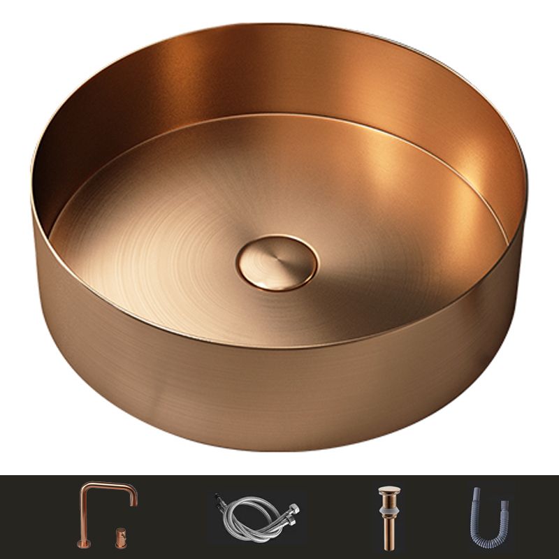 Modern Vessel Bathroom Sink Metal Round with Pop-Up Drain Wash Stand Clearhalo 'Bathroom Remodel & Bathroom Fixtures' 'Bathroom Sinks & Faucet Components' 'Bathroom Sinks' 'bathroom_sink' 'Home Improvement' 'home_improvement' 'home_improvement_bathroom_sink' 1200x1200_625a1953-b52e-49a1-bca7-6a417274da8f