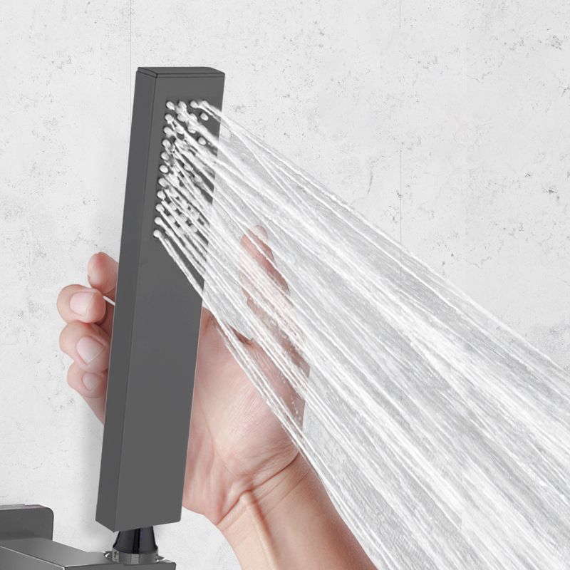 Shower System Grey Swivel Square Ceiling Mount Brass Modern Lever Handle Shower Set Clearhalo 'Bathroom Remodel & Bathroom Fixtures' 'Home Improvement' 'home_improvement' 'home_improvement_shower_faucets' 'Shower Faucets & Systems' 'shower_faucets' 'Showers & Bathtubs Plumbing' 'Showers & Bathtubs' 1200x1200_625ec383-7b8c-4ba6-b178-39d9e72d8741