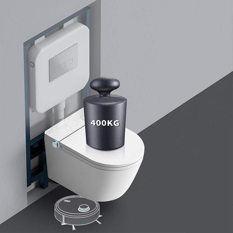 White Smart Toilet Antimicrobial Foot Sensor Elongated Wall Hung Toilet Set Clearhalo 'Bathroom Remodel & Bathroom Fixtures' 'Bidets' 'Home Improvement' 'home_improvement' 'home_improvement_bidets' 'Toilets & Bidets' 1200x1200_6263d96e-8fea-4738-8162-656adfa91421