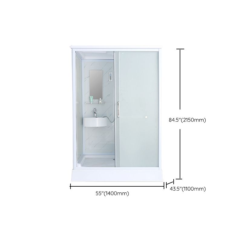 Shower Stall Semi-Frameless Single Sliding Rectangle White Frosted Shower Enclosure Clearhalo 'Bathroom Remodel & Bathroom Fixtures' 'Home Improvement' 'home_improvement' 'home_improvement_shower_stalls_enclosures' 'Shower Stalls & Enclosures' 'shower_stalls_enclosures' 'Showers & Bathtubs' 1200x1200_62736251-49f8-41c0-aacf-800cfab24f5b
