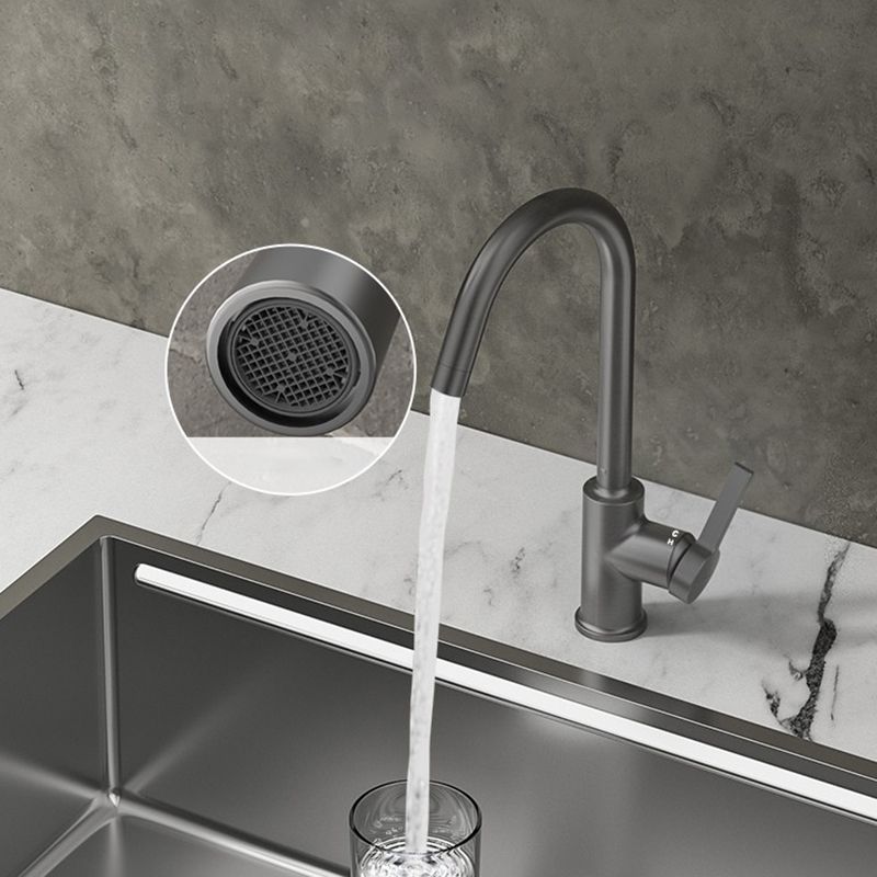 Modern Style Bar Faucet Copper Lever Handle Gooseneck Bar Faucet Clearhalo 'Home Improvement' 'home_improvement' 'home_improvement_kitchen_faucets' 'Kitchen Faucets' 'Kitchen Remodel & Kitchen Fixtures' 'Kitchen Sinks & Faucet Components' 'kitchen_faucets' 1200x1200_62736e39-c8d1-43c7-b948-3b2d81edf3cb