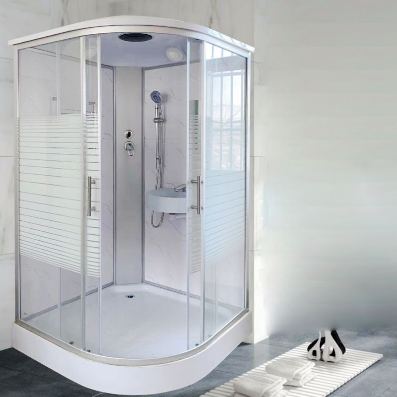 Modern Shower Enclosure Grey Drainer Sliding Door Shower Stall Clearhalo 'Bathroom Remodel & Bathroom Fixtures' 'Home Improvement' 'home_improvement' 'home_improvement_shower_stalls_enclosures' 'Shower Stalls & Enclosures' 'shower_stalls_enclosures' 'Showers & Bathtubs' 1200x1200_6291b587-2657-4904-9d69-33671e3a5aeb