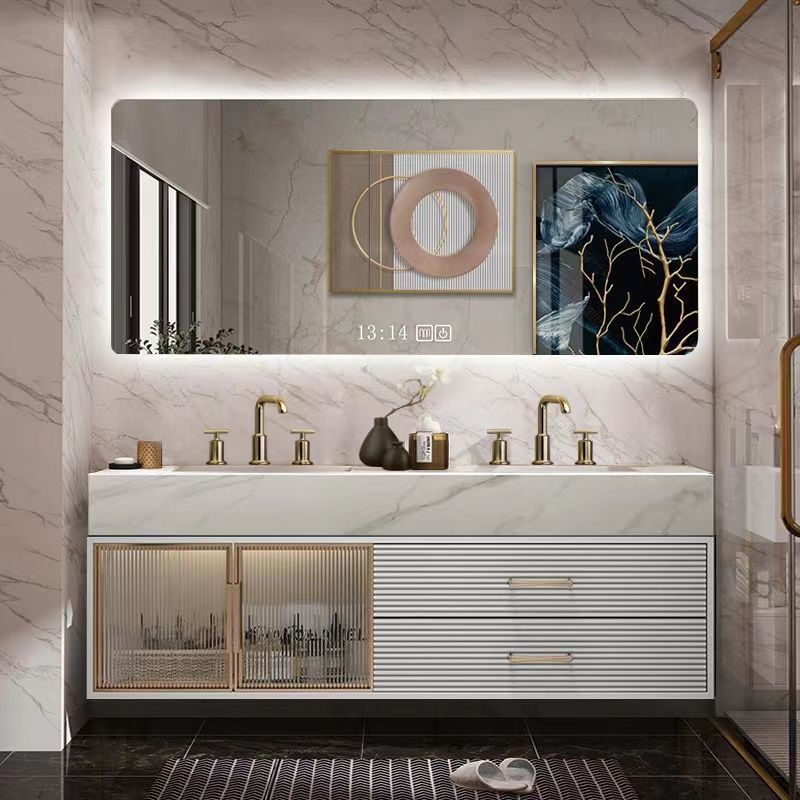 Modern Wall-Mounted Vanity Sink Bathroom Vanity Cabinet with Mirror Cabinet Clearhalo 'Bathroom Remodel & Bathroom Fixtures' 'Bathroom Vanities' 'bathroom_vanities' 'Home Improvement' 'home_improvement' 'home_improvement_bathroom_vanities' 1200x1200_62926efb-2f7c-46c9-91c0-314ebf84b9f7