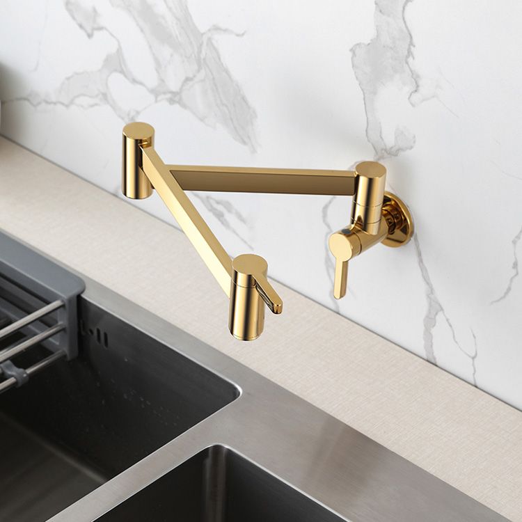 Modern Double Handle Wall Mounted Pot Filler Low Profile Filler Clearhalo 'Home Improvement' 'home_improvement' 'home_improvement_kitchen_faucets' 'Kitchen Faucets' 'Kitchen Remodel & Kitchen Fixtures' 'Kitchen Sinks & Faucet Components' 'kitchen_faucets' 1200x1200_62a0ab03-6eba-48d4-9295-66be6d4af27c