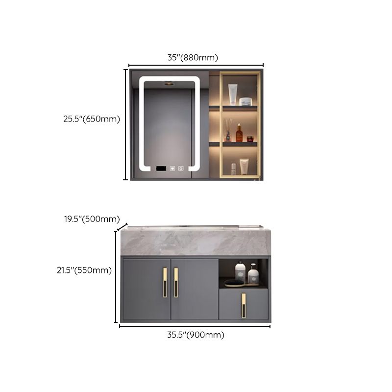 Glam Bathroom Sink Vanity Carrara Marble with Mirror and Standalone Cabinet Vanity Set Clearhalo 'Bathroom Remodel & Bathroom Fixtures' 'Bathroom Vanities' 'bathroom_vanities' 'Home Improvement' 'home_improvement' 'home_improvement_bathroom_vanities' 1200x1200_62a593af-b646-493a-81b9-e0a05a323d8e