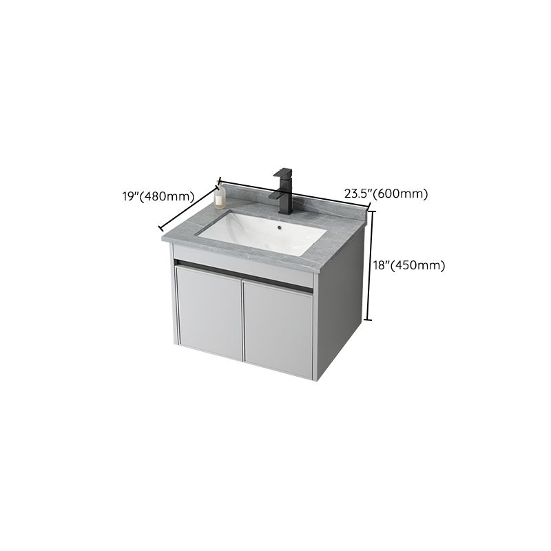 Single Sink Modern Bathroom Vanity Gray Metal Frame Wall Mount Vanity Set Clearhalo 'Bathroom Remodel & Bathroom Fixtures' 'Bathroom Vanities' 'bathroom_vanities' 'Home Improvement' 'home_improvement' 'home_improvement_bathroom_vanities' 1200x1200_62a66cdd-4b32-468c-a321-ab83022d5787