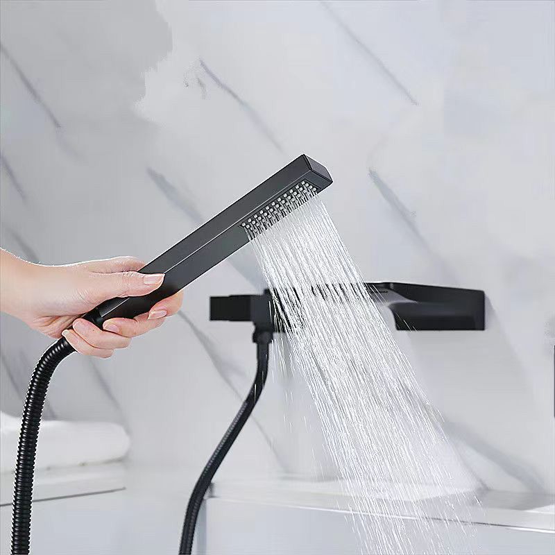 Modern Brass Faucet Swivel 1-Handle and 4-Hole Wall Mounted Tub Spout Trim Clearhalo 'Bathroom Remodel & Bathroom Fixtures' 'Bathtub Faucets' 'bathtub_faucets' 'Home Improvement' 'home_improvement' 'home_improvement_bathtub_faucets' 1200x1200_62ae9024-a905-4f9f-9c26-d35ff4bb10d2