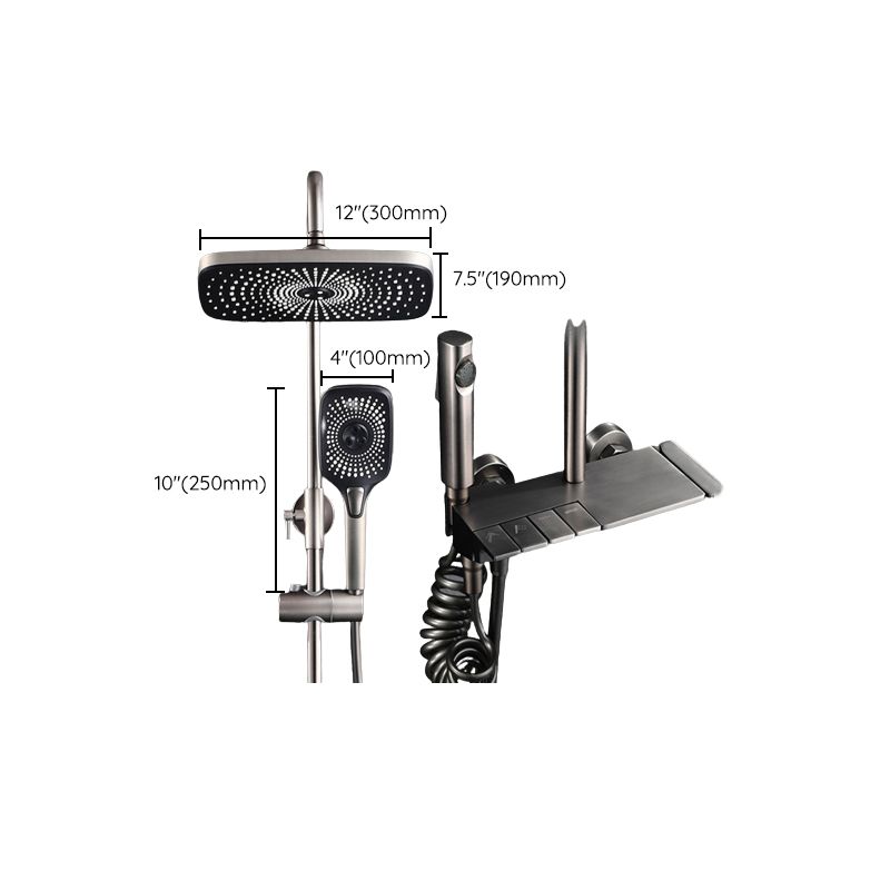 Modern Adjustable Water Flow Square Shower Faucet Shower Hose Shower System on Wall Clearhalo 'Bathroom Remodel & Bathroom Fixtures' 'Home Improvement' 'home_improvement' 'home_improvement_shower_faucets' 'Shower Faucets & Systems' 'shower_faucets' 'Showers & Bathtubs Plumbing' 'Showers & Bathtubs' 1200x1200_62b9e6c9-877f-4628-bb62-5a1e4606f23d