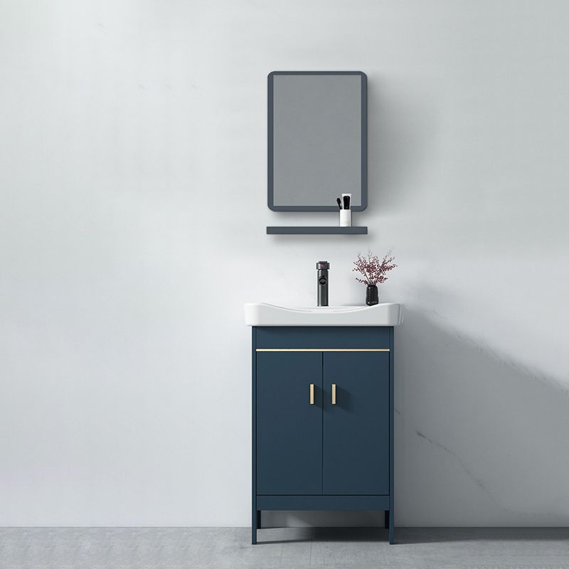 Blue Bath Vanity Hardware Glam Metal Freestanding Bathroom Vanity Set with Mirror Clearhalo 'Bathroom Remodel & Bathroom Fixtures' 'Bathroom Vanities' 'bathroom_vanities' 'Home Improvement' 'home_improvement' 'home_improvement_bathroom_vanities' 1200x1200_62d71a1c-efe7-4f5c-ac9b-77a72d652a7a