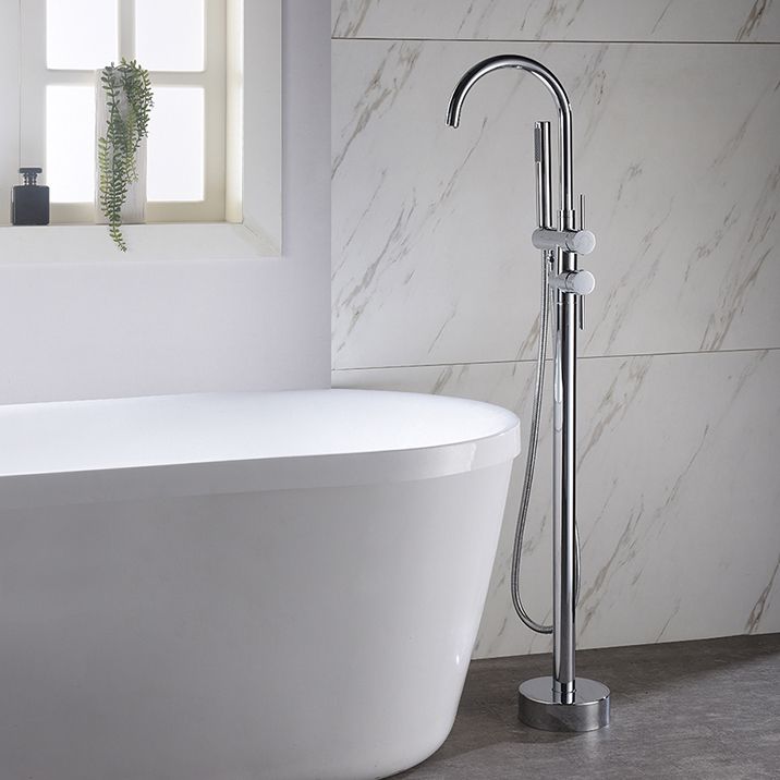 Modern Style Freestanding Bathtub Faucet Brass Floor Mounted Freestanding Faucet Clearhalo 'Bathroom Remodel & Bathroom Fixtures' 'Bathtub Faucets' 'bathtub_faucets' 'Home Improvement' 'home_improvement' 'home_improvement_bathtub_faucets' 1200x1200_62e33e25-0f04-403e-9801-248312e88b3d
