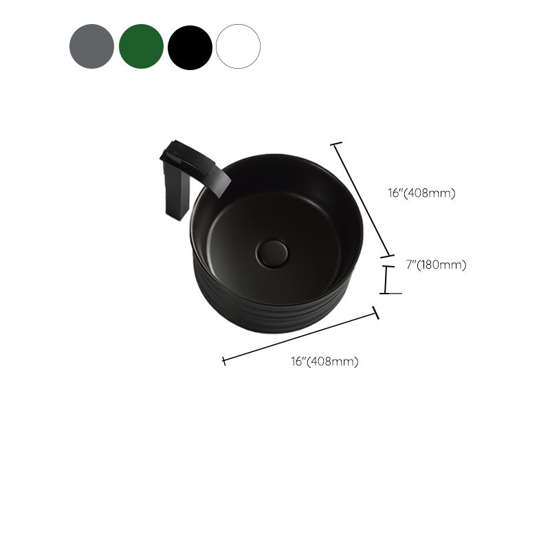 Modern Vessel Bathroom Sink Circular Porcelain with Pop-Up Drain Vessel Sink Clearhalo 'Bathroom Remodel & Bathroom Fixtures' 'Bathroom Sinks & Faucet Components' 'Bathroom Sinks' 'bathroom_sink' 'Home Improvement' 'home_improvement' 'home_improvement_bathroom_sink' 1200x1200_62fb2c86-7570-4b5c-a16d-02020d7618fd