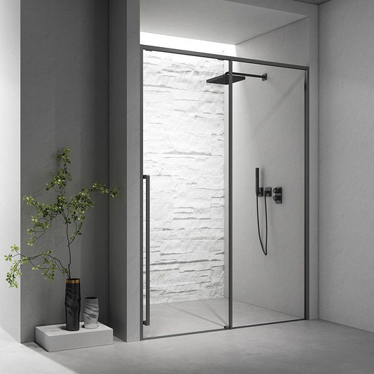 Semi Frameless Shower Doors Scratch Resistant Single Sliding Shower Doors Clearhalo 'Bathroom Remodel & Bathroom Fixtures' 'Home Improvement' 'home_improvement' 'home_improvement_shower_tub_doors' 'Shower and Tub Doors' 'shower_tub_doors' 'Showers & Bathtubs' 1200x1200_630567cf-6e2f-4a8e-94c5-6b5121350176