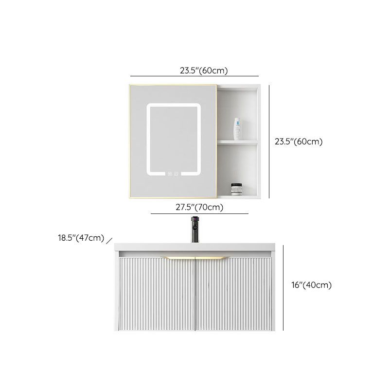 Rectangular White Vanity Single Sink Wall Mount 2 Doors Faucet Metal Frame Mirror Vanity Clearhalo 'Bathroom Remodel & Bathroom Fixtures' 'Bathroom Vanities' 'bathroom_vanities' 'Home Improvement' 'home_improvement' 'home_improvement_bathroom_vanities' 1200x1200_6314385e-d06b-458f-ae01-56d0bd541444