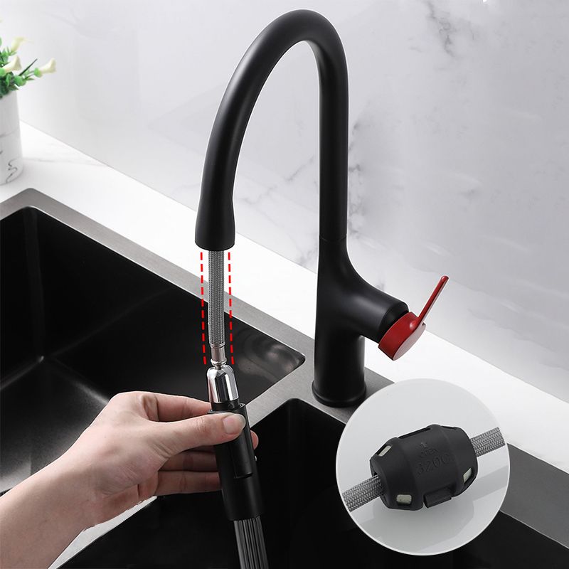 Contemporary Pull Down Single Handle Kitchen Faucet High Arch Water Filler Clearhalo 'Home Improvement' 'home_improvement' 'home_improvement_kitchen_faucets' 'Kitchen Faucets' 'Kitchen Remodel & Kitchen Fixtures' 'Kitchen Sinks & Faucet Components' 'kitchen_faucets' 1200x1200_6318593c-1026-4a40-9d18-6e9395ee85b4