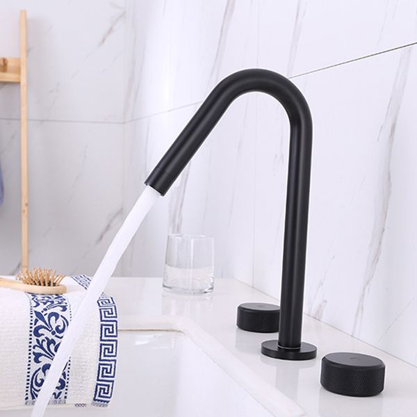 Widespread Modern Bathroom Faucet Knob Handle Gooseneck Vessel Faucet Clearhalo 'Bathroom Remodel & Bathroom Fixtures' 'Bathroom Sink Faucets' 'Bathroom Sinks & Faucet Components' 'bathroom_sink_faucets' 'Home Improvement' 'home_improvement' 'home_improvement_bathroom_sink_faucets' 1200x1200_631aa578-04e0-48cf-a37a-81467a2d9a79