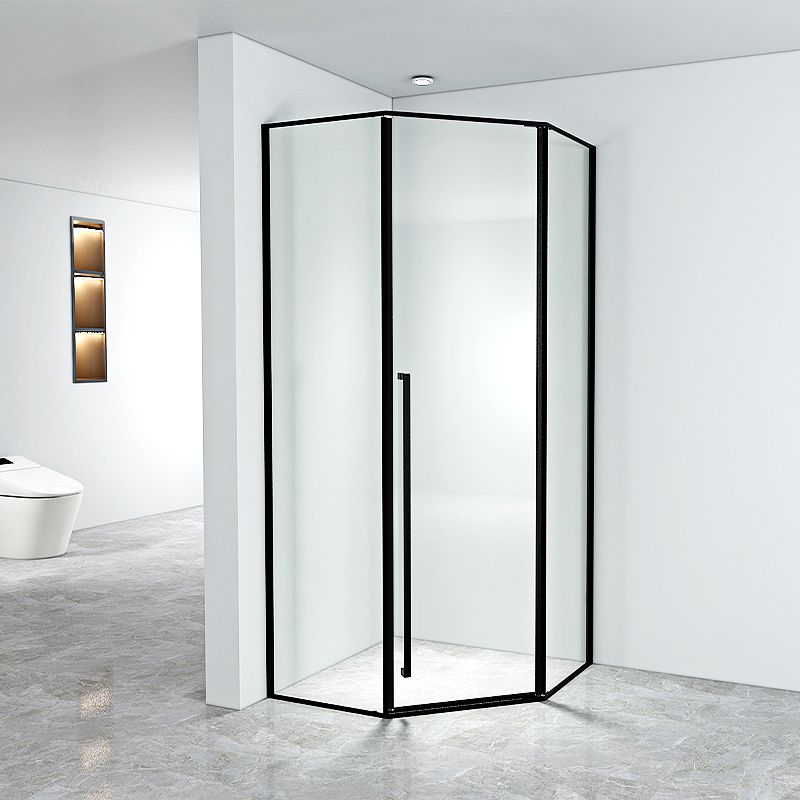 Black Neo-Angle Shower Enclosure Clear Tempered Glass Shower Enclosure Clearhalo 'Bathroom Remodel & Bathroom Fixtures' 'Home Improvement' 'home_improvement' 'home_improvement_shower_stalls_enclosures' 'Shower Stalls & Enclosures' 'shower_stalls_enclosures' 'Showers & Bathtubs' 1200x1200_63456838-2a41-4b9a-baa4-16d08bbbd444
