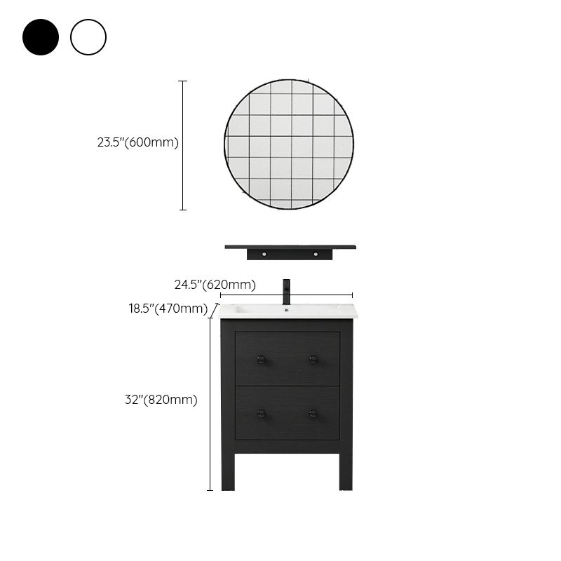 Freestanding Vanity Drawers Single Sink Rectangle Wood Frame Bathroom