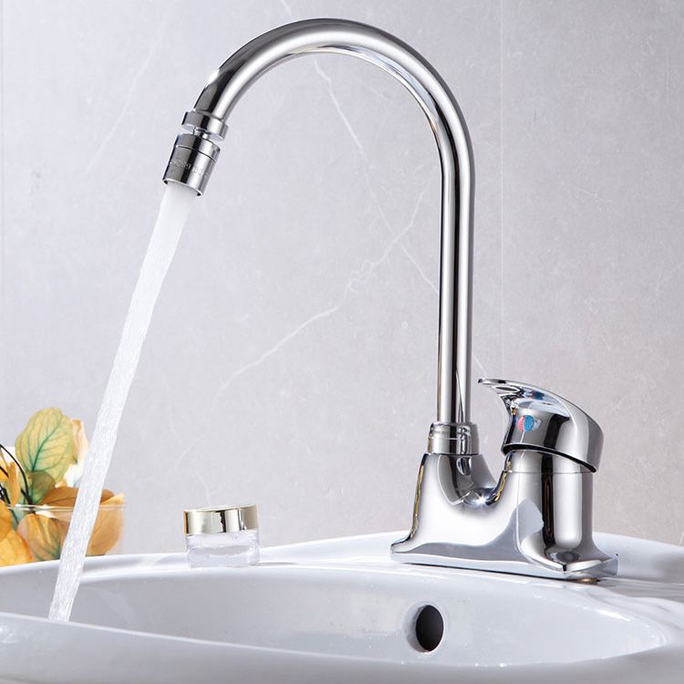 Contemporary Single Level Kitchen Faucet Lead Free Faucet in Chrome Clearhalo 'Home Improvement' 'home_improvement' 'home_improvement_kitchen_faucets' 'Kitchen Faucets' 'Kitchen Remodel & Kitchen Fixtures' 'Kitchen Sinks & Faucet Components' 'kitchen_faucets' 1200x1200_635e1087-01a4-47ee-8169-6f47e92dac0e