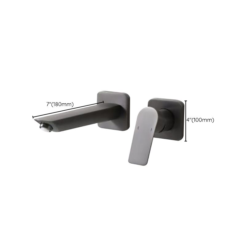 Modern Bathtub Faucet Copper Fixed Lever Handle Wall Mounted Bathroom Faucet Clearhalo 'Bathroom Remodel & Bathroom Fixtures' 'Bathtub Faucets' 'bathtub_faucets' 'Home Improvement' 'home_improvement' 'home_improvement_bathtub_faucets' 1200x1200_637bf3af-305a-4f46-8d95-3a051182f831