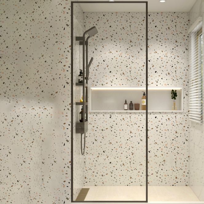 Black Full Frame Fixed Shower Screen Half Partition Shower Door Clearhalo 'Bathroom Remodel & Bathroom Fixtures' 'Home Improvement' 'home_improvement' 'home_improvement_shower_tub_doors' 'Shower and Tub Doors' 'shower_tub_doors' 'Showers & Bathtubs' 1200x1200_639cc2ba-0499-4af4-93d7-12be5e0693d6