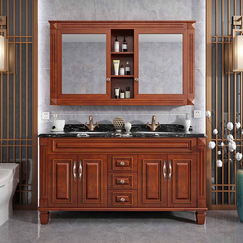Traditional Wooden Sink Vanity Mirror Cabinet Vanity Cabinet with Storage Shelving Clearhalo 'Bathroom Remodel & Bathroom Fixtures' 'Bathroom Vanities' 'bathroom_vanities' 'Home Improvement' 'home_improvement' 'home_improvement_bathroom_vanities' 1200x1200_639dc20c-b190-40a9-a5ad-809f3cbcb53f