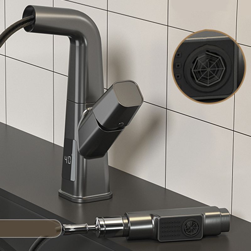 Modern Vessel Sink Faucet Knob Handle Swivel Spout with Pull Down Sprayer Clearhalo 'Bathroom Remodel & Bathroom Fixtures' 'Bathroom Sink Faucets' 'Bathroom Sinks & Faucet Components' 'bathroom_sink_faucets' 'Home Improvement' 'home_improvement' 'home_improvement_bathroom_sink_faucets' 1200x1200_63b894a3-b6f4-4dde-b0be-33b3135fb1fb