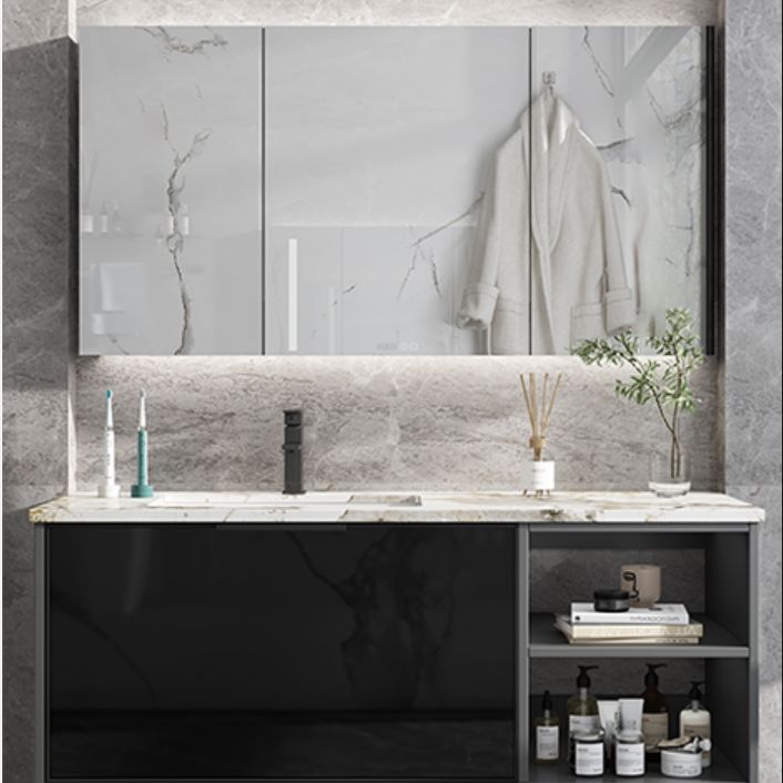 Black Wood Wall Mount Single-Sink Rectangular Bathroom Sink Vanity Clearhalo 'Bathroom Remodel & Bathroom Fixtures' 'Bathroom Vanities' 'bathroom_vanities' 'Home Improvement' 'home_improvement' 'home_improvement_bathroom_vanities' 1200x1200_63cce06c-648a-4d96-bc61-2466bdab9d65