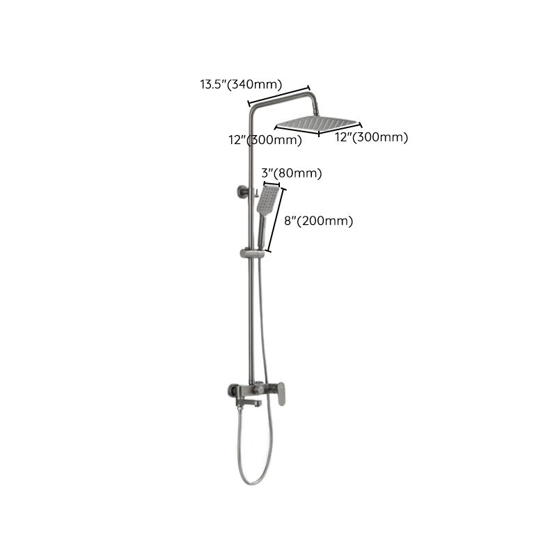 Square Shower System Wall Mount Shower Arm Grey Shower System with Shower Hose Clearhalo 'Bathroom Remodel & Bathroom Fixtures' 'Home Improvement' 'home_improvement' 'home_improvement_shower_faucets' 'Shower Faucets & Systems' 'shower_faucets' 'Showers & Bathtubs Plumbing' 'Showers & Bathtubs' 1200x1200_63e5fbe8-9ea6-4b8d-b2fe-7be1cd8608b8