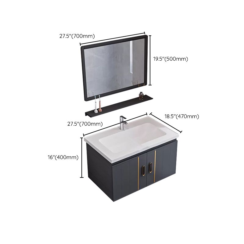 Glam Single Wall Mount Sink Vanity Gray Metal Base Rectangular Vanity Set Clearhalo 'Bathroom Remodel & Bathroom Fixtures' 'Bathroom Vanities' 'bathroom_vanities' 'Home Improvement' 'home_improvement' 'home_improvement_bathroom_vanities' 1200x1200_63f887f0-3c9e-467b-b560-acaf24c0c624