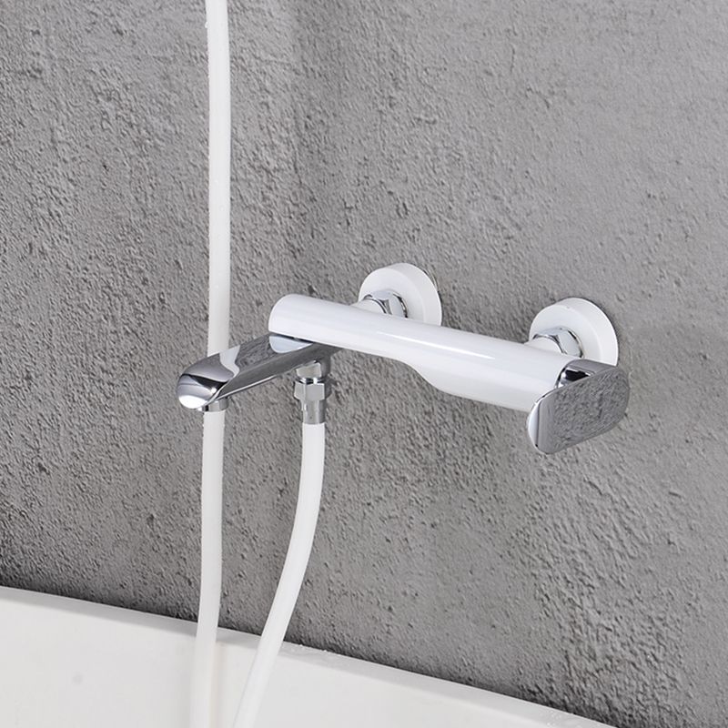 Swivel Tub Filler Wall Mount Single Lever Handle Brass Tub Filler with Hand Shower Clearhalo 'Bathroom Remodel & Bathroom Fixtures' 'Bathtub Faucets' 'bathtub_faucets' 'Home Improvement' 'home_improvement' 'home_improvement_bathtub_faucets' 1200x1200_641b2ec7-777d-491c-984e-33e3d01f15b4