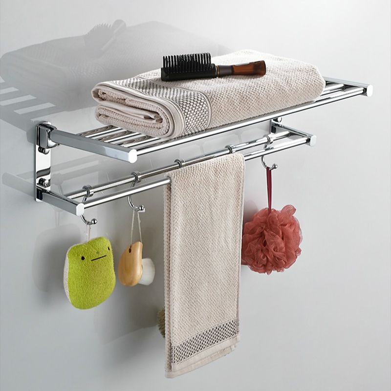 Polished Chrome Modern Bathroom Accessory Set Silver Towel Bar/Bath Shelf Clearhalo 'Bathroom Hardware Sets' 'Bathroom Hardware' 'Bathroom Remodel & Bathroom Fixtures' 'bathroom_hardware_sets' 'Home Improvement' 'home_improvement' 'home_improvement_bathroom_hardware_sets' 1200x1200_642aa850-2e42-4c9b-818d-297f16205465