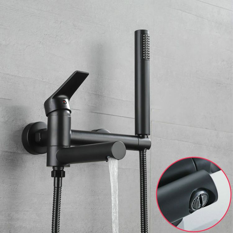 Lever Handle Tub Faucet Wall Mount Shower Hose Swivel Spout Bath Filler with Handshower Clearhalo 'Bathroom Remodel & Bathroom Fixtures' 'Bathtub Faucets' 'bathtub_faucets' 'Home Improvement' 'home_improvement' 'home_improvement_bathtub_faucets' 1200x1200_643b2ef5-7b64-474d-a842-eac71ab2dfd5