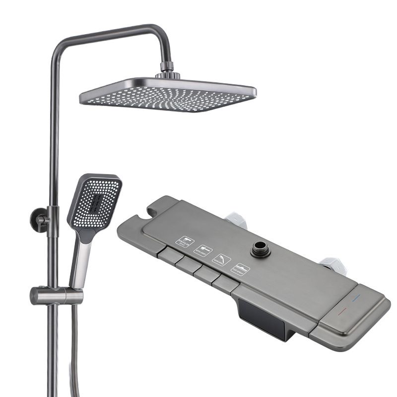 Modern Shower System Brass Temperature Control Wall Mounted Shower Head Combo Clearhalo 'Bathroom Remodel & Bathroom Fixtures' 'Home Improvement' 'home_improvement' 'home_improvement_shower_faucets' 'Shower Faucets & Systems' 'shower_faucets' 'Showers & Bathtubs Plumbing' 'Showers & Bathtubs' 1200x1200_64566963-7c8a-4763-a2f6-cae0e75f72d0