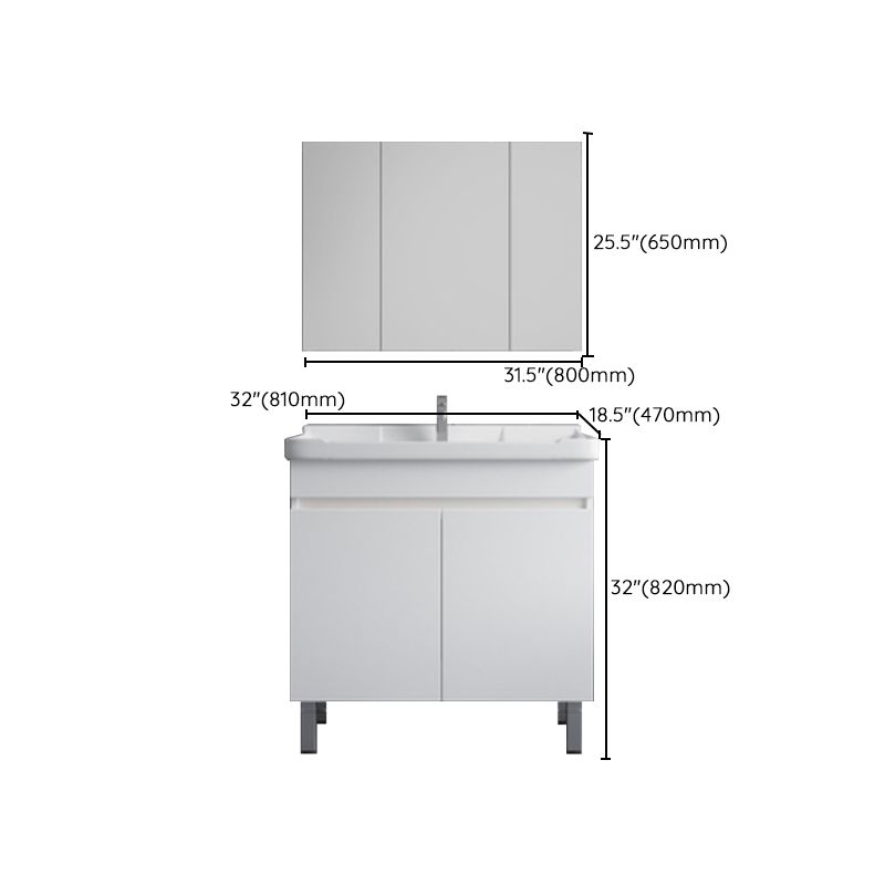 Ceramic Single Bathroom Vanity Modern White Rectangular Freestanding Vanity Set Clearhalo 'Bathroom Remodel & Bathroom Fixtures' 'Bathroom Vanities' 'bathroom_vanities' 'Home Improvement' 'home_improvement' 'home_improvement_bathroom_vanities' 1200x1200_645e4e00-b5e4-433d-8cad-cb12627d5635