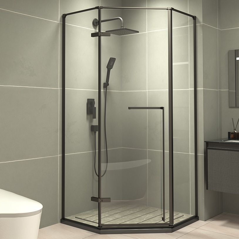 Left Hinged Framed Tempered Shower Enclosure with Fixed Panel Clearhalo 'Bathroom Remodel & Bathroom Fixtures' 'Home Improvement' 'home_improvement' 'home_improvement_shower_stalls_enclosures' 'Shower Stalls & Enclosures' 'shower_stalls_enclosures' 'Showers & Bathtubs' 1200x1200_6464b781-807f-4eaf-9769-1f7310f544d0