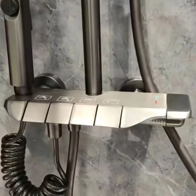 Bathroom Shower System Square Handheld Shower Head Wall Mounted Shower Trim Clearhalo 'Bathroom Remodel & Bathroom Fixtures' 'Home Improvement' 'home_improvement' 'home_improvement_shower_faucets' 'Shower Faucets & Systems' 'shower_faucets' 'Showers & Bathtubs Plumbing' 'Showers & Bathtubs' 1200x1200_6489461c-7a57-4f89-bc5d-858b1f1501ae