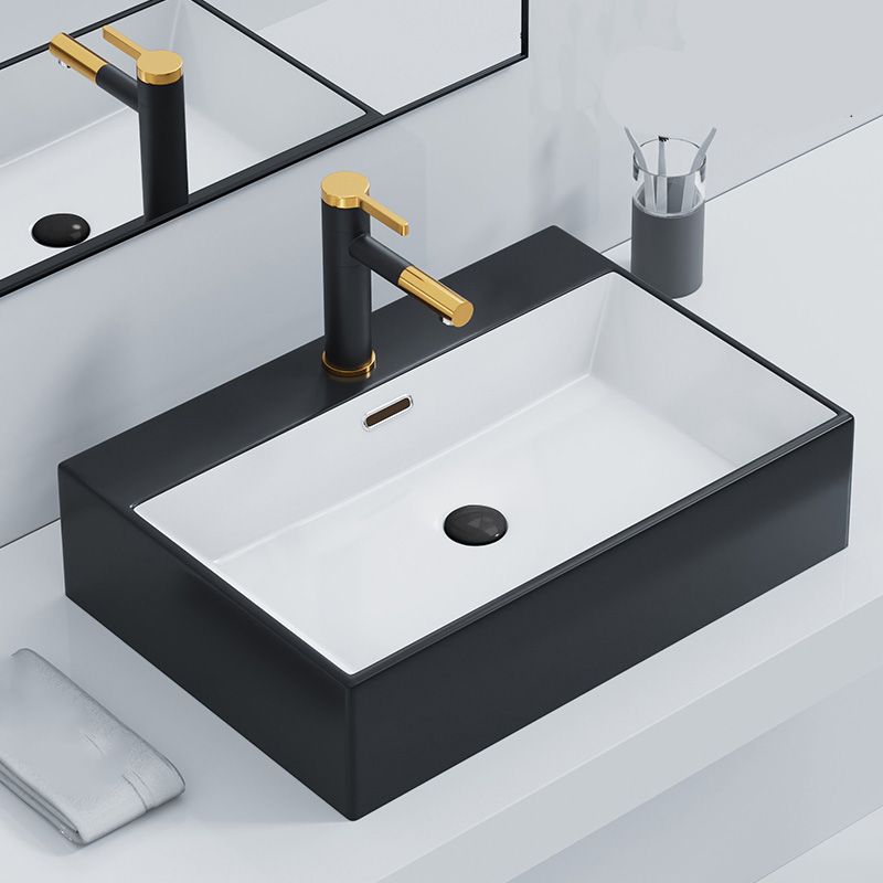 Rectangular Bathroom Sink Ceramic Modern Vessel Bathroom Sink with Faucet Clearhalo 'Bathroom Remodel & Bathroom Fixtures' 'Bathroom Sinks & Faucet Components' 'Bathroom Sinks' 'bathroom_sink' 'Home Improvement' 'home_improvement' 'home_improvement_bathroom_sink' 1200x1200_64962851-bc3a-4b24-8a3a-4b7e2b293dae