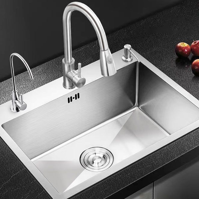 Modern Style Kitchen Sink Mental Kitchen Sink with Center Drain Placement Clearhalo 'Home Improvement' 'home_improvement' 'home_improvement_kitchen_sinks' 'Kitchen Remodel & Kitchen Fixtures' 'Kitchen Sinks & Faucet Components' 'Kitchen Sinks' 'kitchen_sinks' 1200x1200_6496aa4d-c708-4160-962b-a3687121cc5e