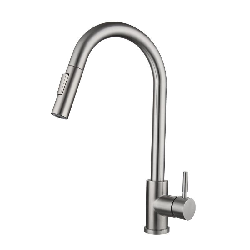 Modern Touch Kitchen Faucet Stainless Steel Single Handle Retractable Kitchen Faucet Clearhalo 'Home Improvement' 'home_improvement' 'home_improvement_kitchen_faucets' 'Kitchen Faucets' 'Kitchen Remodel & Kitchen Fixtures' 'Kitchen Sinks & Faucet Components' 'kitchen_faucets' 1200x1200_64b049f3-0ced-44a1-a595-20ef8a007875