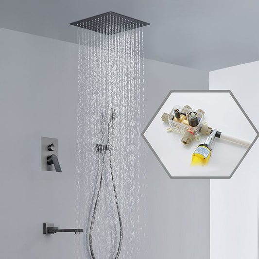 Modern Shower System Brass Temperature Control Ceiling Mounted Shower Faucet Clearhalo 'Bathroom Remodel & Bathroom Fixtures' 'Home Improvement' 'home_improvement' 'home_improvement_shower_faucets' 'Shower Faucets & Systems' 'shower_faucets' 'Showers & Bathtubs Plumbing' 'Showers & Bathtubs' 1200x1200_64bac6fb-e101-402b-bc28-f8b4c1d3bb50