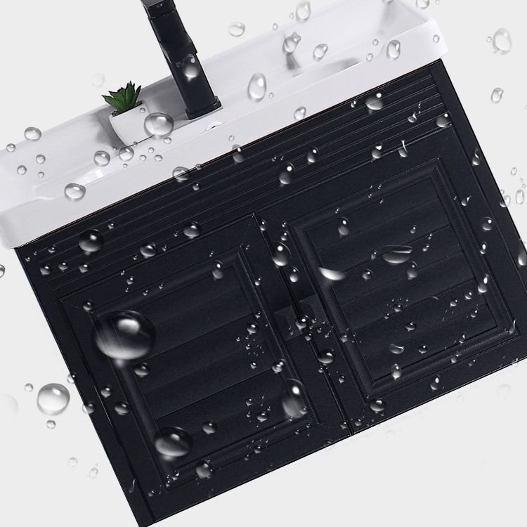 Modern Bathroom Vanity Metal Base Shelving Included Wall-Mounted Space Saver Vanity Clearhalo 'Bathroom Remodel & Bathroom Fixtures' 'Bathroom Vanities' 'bathroom_vanities' 'Home Improvement' 'home_improvement' 'home_improvement_bathroom_vanities' 1200x1200_64d4f3da-c373-443b-b8e9-ff171d00ab66