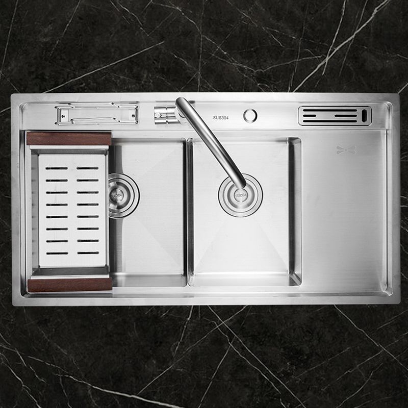 Modern Kitchen Sink Stainless Steel Double Sink with Grid and Strainer Workstation Clearhalo 'Home Improvement' 'home_improvement' 'home_improvement_kitchen_sinks' 'Kitchen Remodel & Kitchen Fixtures' 'Kitchen Sinks & Faucet Components' 'Kitchen Sinks' 'kitchen_sinks' 1200x1200_64dd7c18-03cf-4ecd-8e47-78152dc89a8d