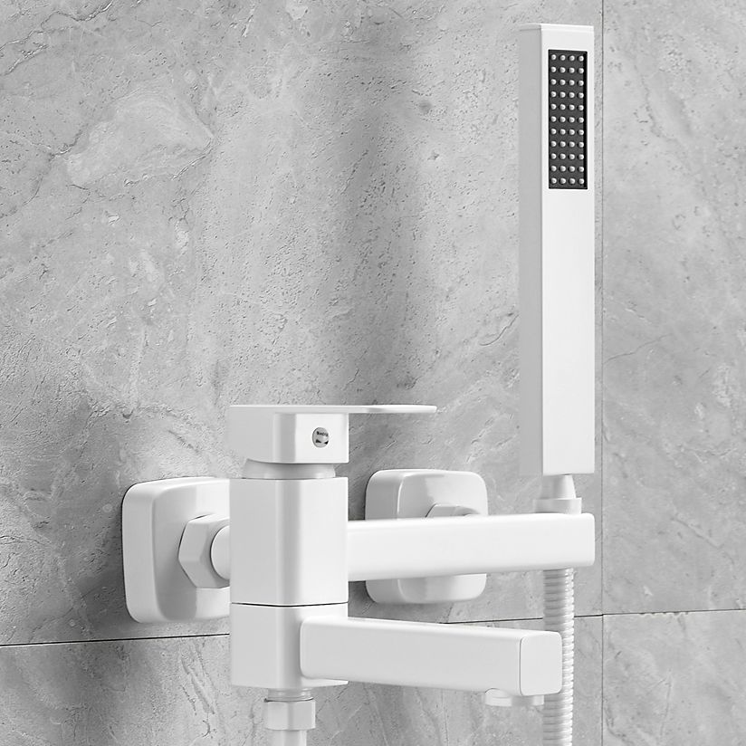 Wall Mounted Metal Tub Filler Low Arc Rotatable Bathroom Faucet Clearhalo 'Bathroom Remodel & Bathroom Fixtures' 'Bathtub Faucets' 'bathtub_faucets' 'Home Improvement' 'home_improvement' 'home_improvement_bathtub_faucets' 1200x1200_64ef7694-a5f6-418b-9f78-6092be27c3b6