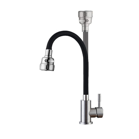 Modern 1-Handle 1-Hole Faucets 304 Stainless Steel Black and White Faucets Clearhalo 'Home Improvement' 'home_improvement' 'home_improvement_kitchen_faucets' 'Kitchen Faucets' 'Kitchen Remodel & Kitchen Fixtures' 'Kitchen Sinks & Faucet Components' 'kitchen_faucets' 1200x1200_6504d295-8fd2-45fb-b1d0-df1cee5bf1dd